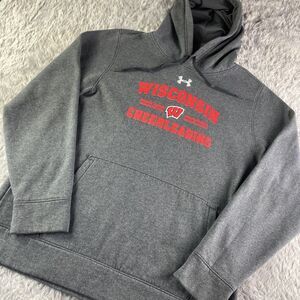 Wisconsin Badgers Sweatshirt Mens Medium Gray Hoodie Under Armour ColdGear Bucky
